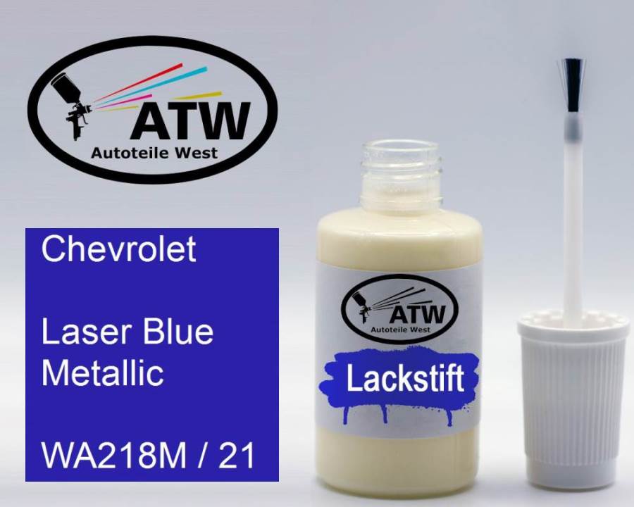 Chevrolet, Laser Blue Metallic, WA218M / 21: 20ml Lackstift, von ATW Autoteile West.